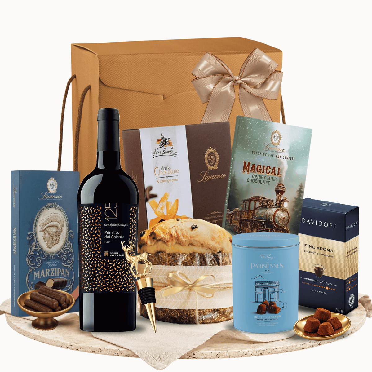 Cutie cadou Good Taste cu vin roșu Feudi Salentini Primitivo și cafea Davidoff Oriental Style