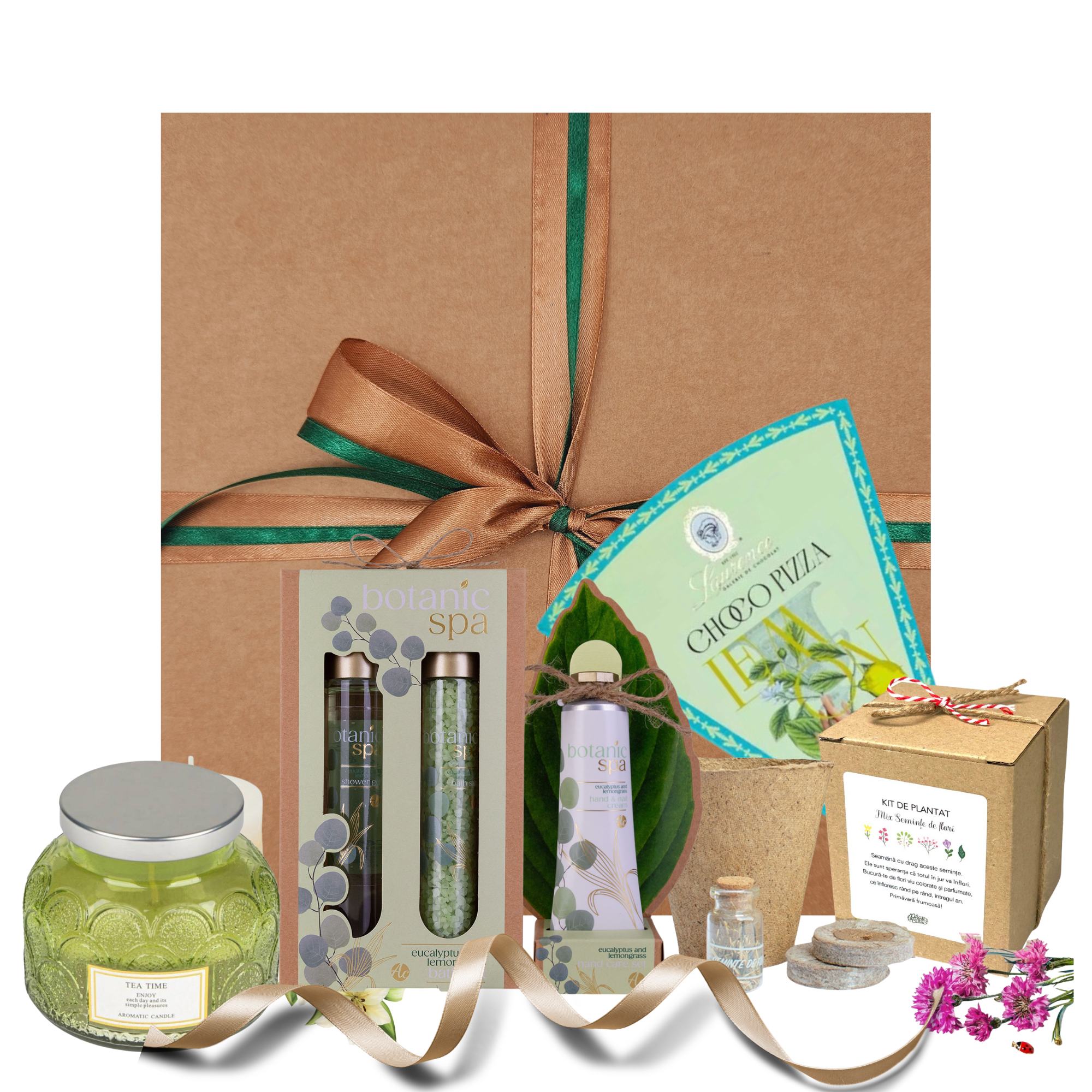 Pachet cadou 8 martie cu kit de plantat si produse spa