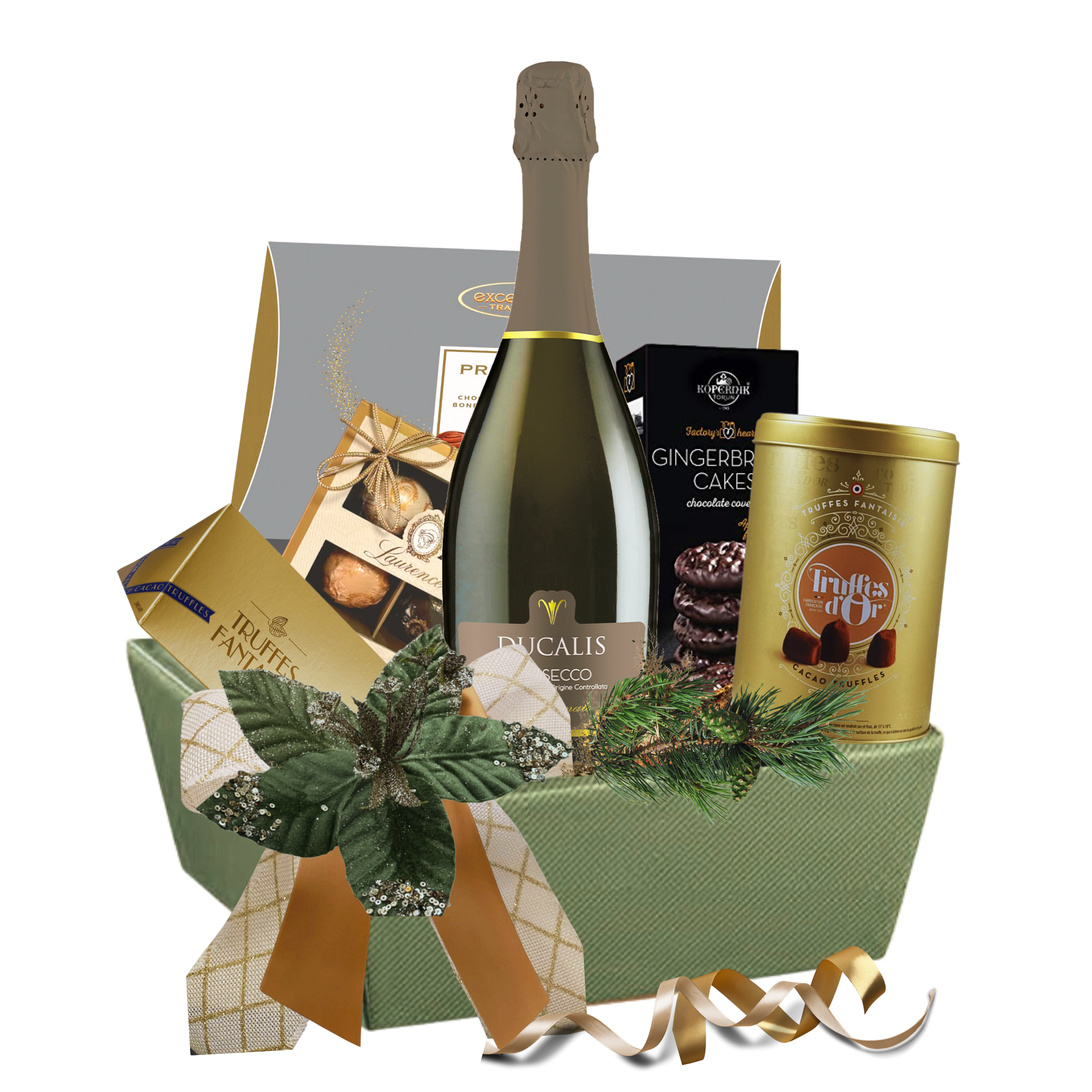 Cadou Festive Sparkle cu Inspiro Vartely Spumant Alb și selecție de praline