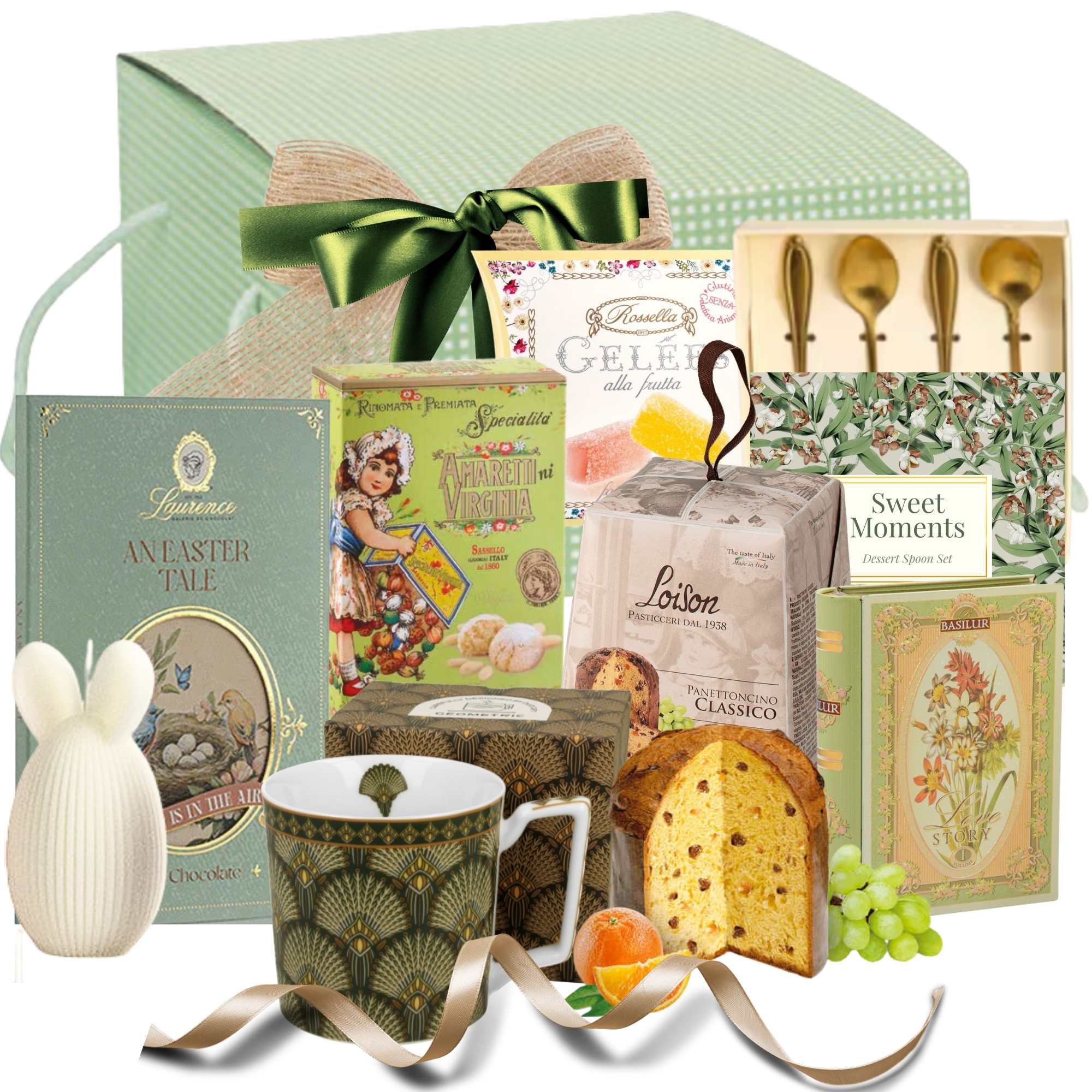 cosuri de paste cadou cu panettone biscuiți si ceai