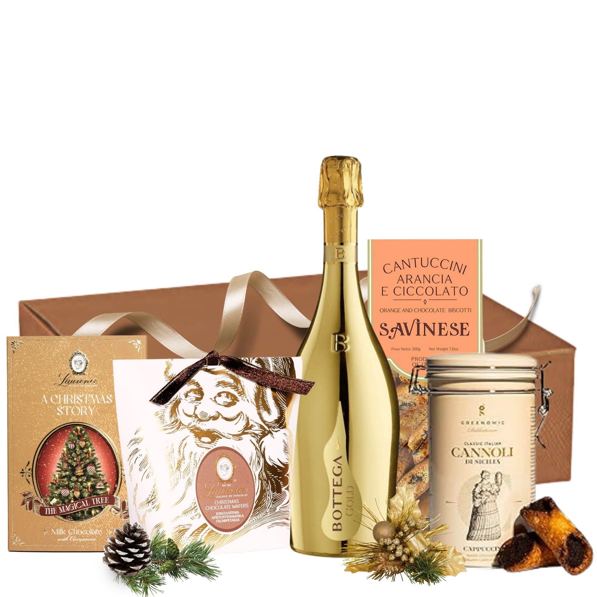 Cutie cadou Bottega Winter cu Prosecco Bottega Gold și delicii festive