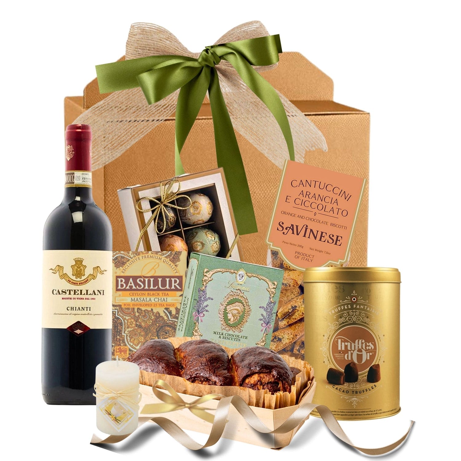 Cadou Chianti Noble cu vin Castellani Chianti și dulciuri artizanale în cutie premium