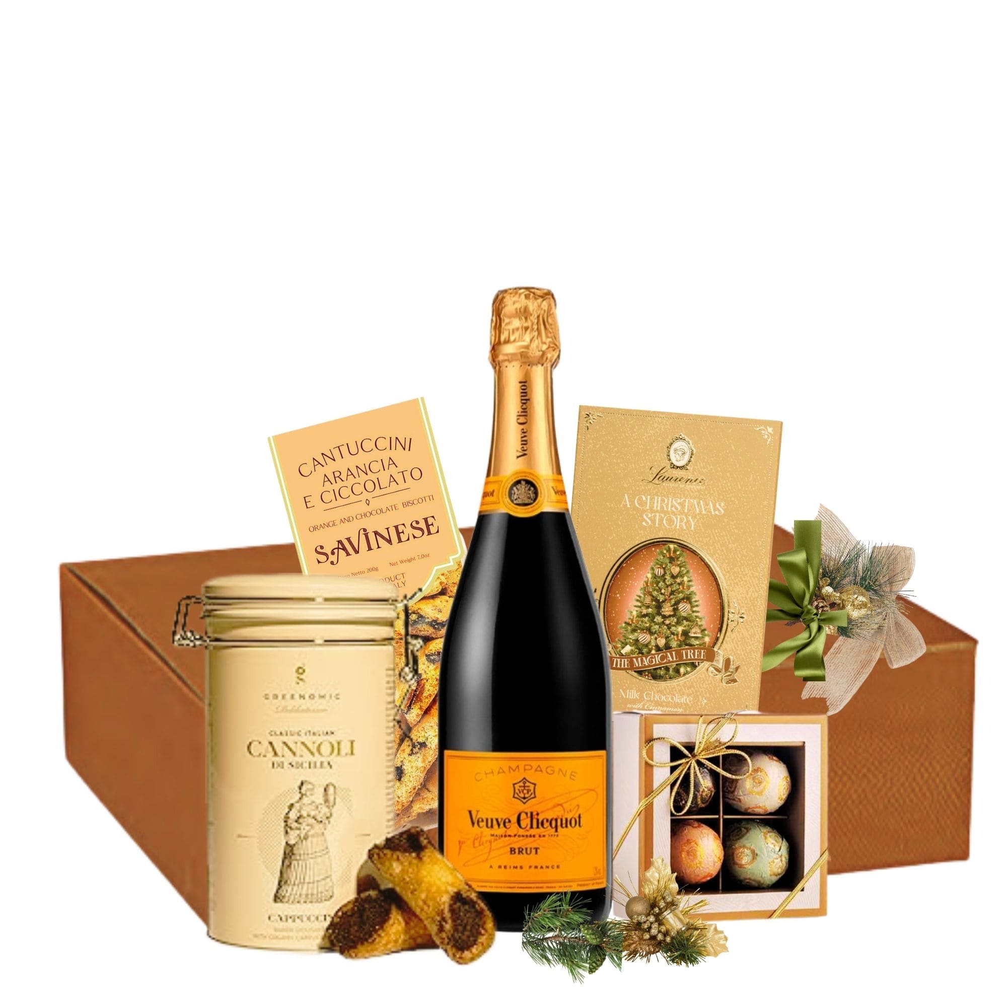 Cadou Crăciun Clicquot Brilliance cu șampanie Veuve Clicquot și delicii Laurence