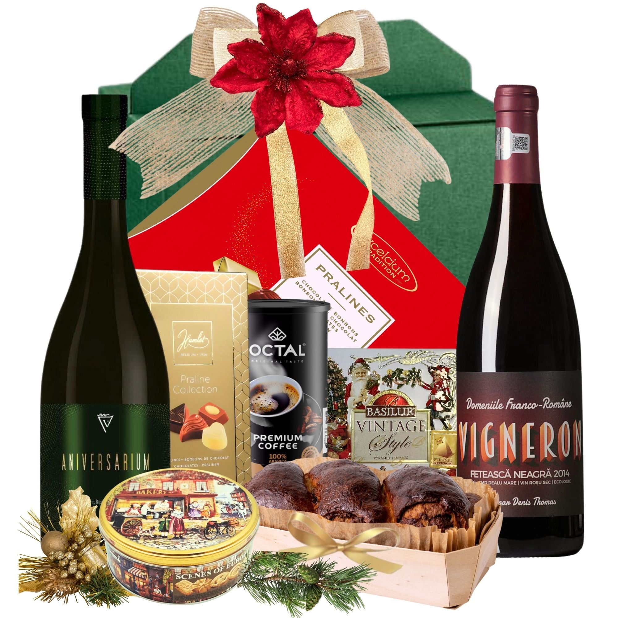 Cadou Crăciun Gourmet Star cu vin Roșu Vigneron și delicii festive