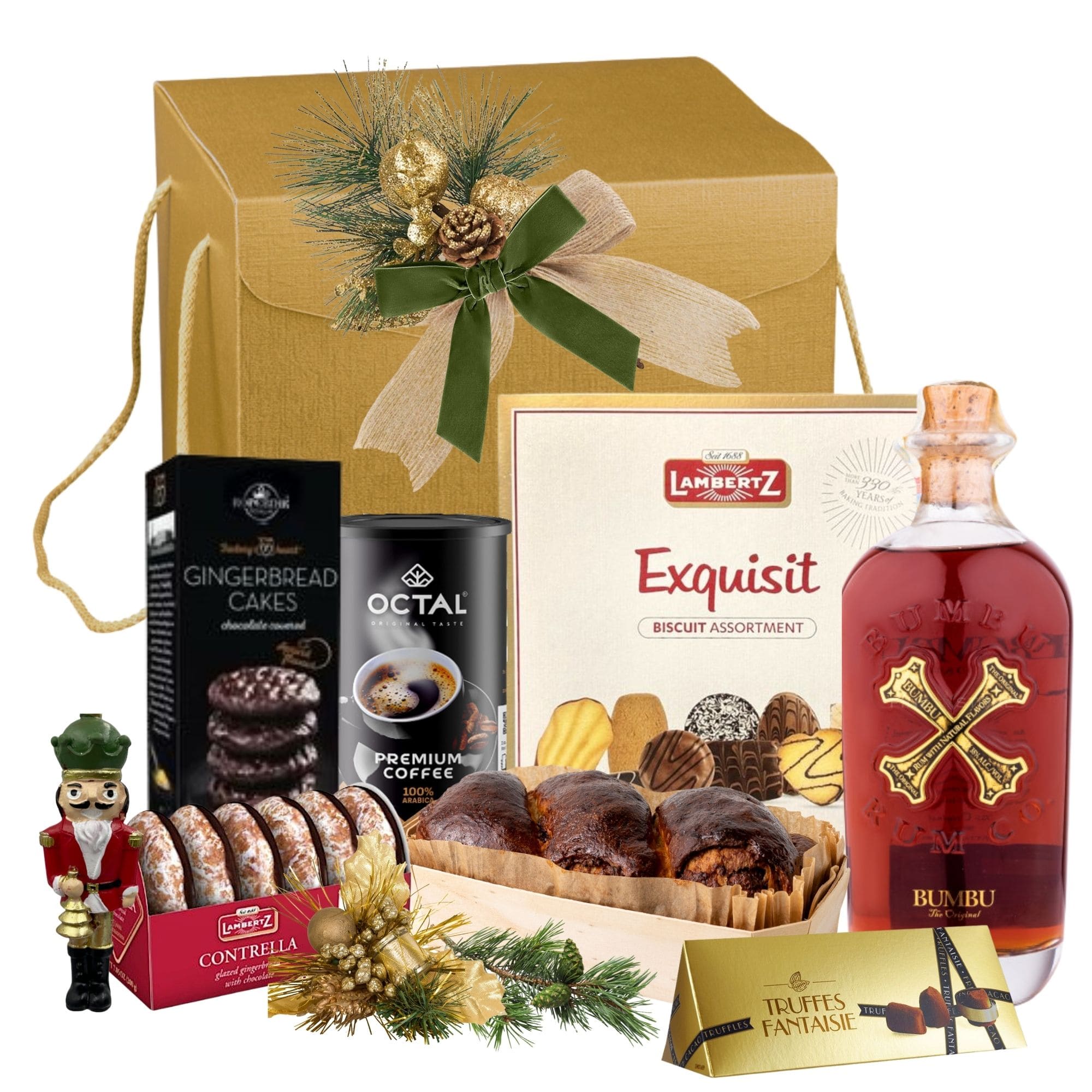 Cadou Rom Bumbu Joyful cu Rom Bumbu The Original și dulciuri artizanale în cutie festivă