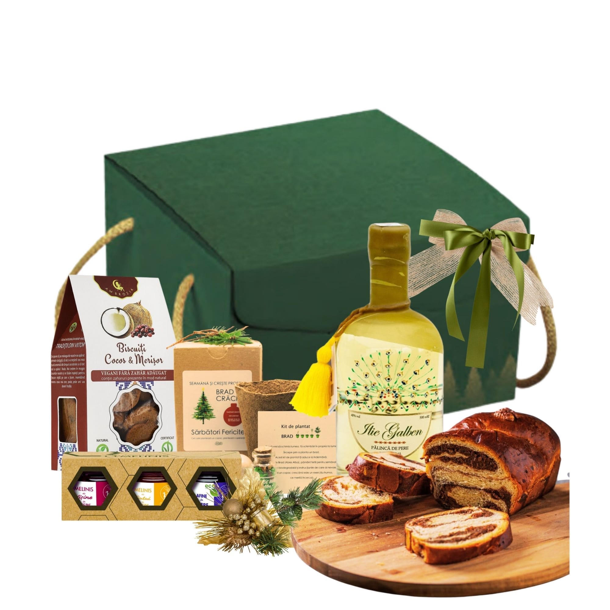 Cadou Crăciun Pălincă Aromată cu Palincă Ilie Galben și delicii Melinis