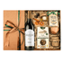Coș Simfonia Gusturilor cu vin alb Fumee, miere salcâm bio, ceai montan, sărățele cu susan și turtă dulce cu ghimbir