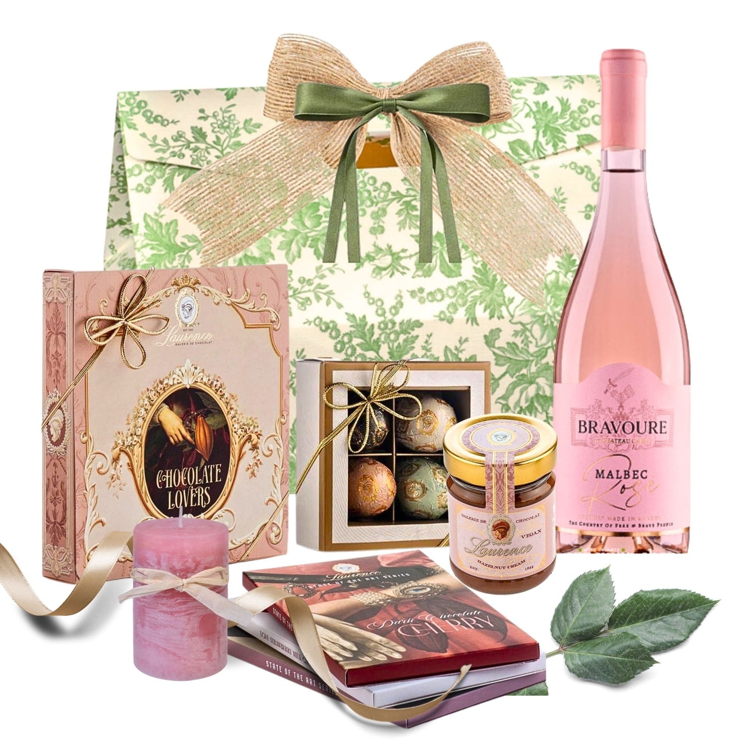 Vin Rosé Legacy cu Trilogie Chocolate Lovers și praline Laurence în cutie cadou