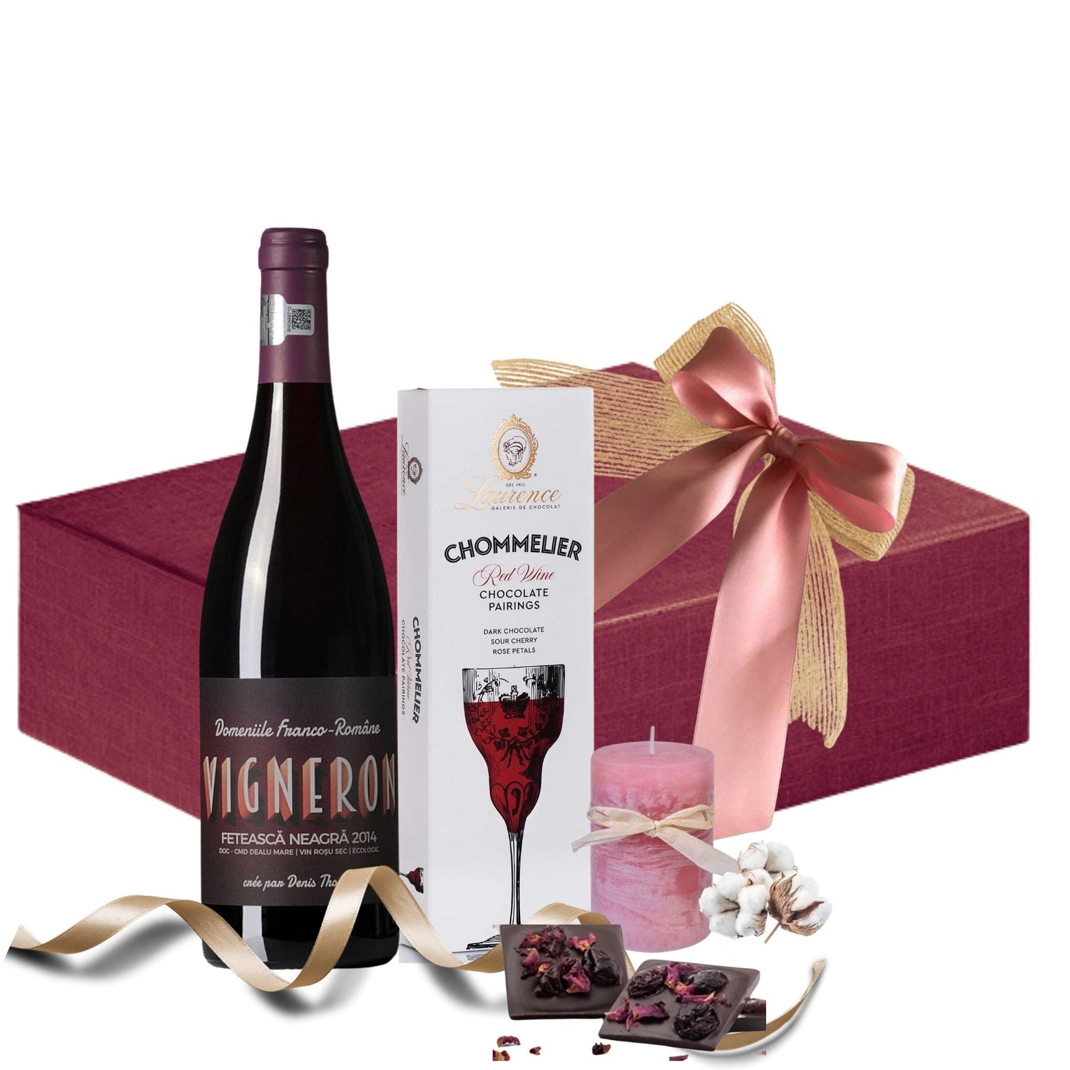Vin Roșu Sublime cu ciocolată Laurence Chommelier și lumânare parfumată în cutie cadou