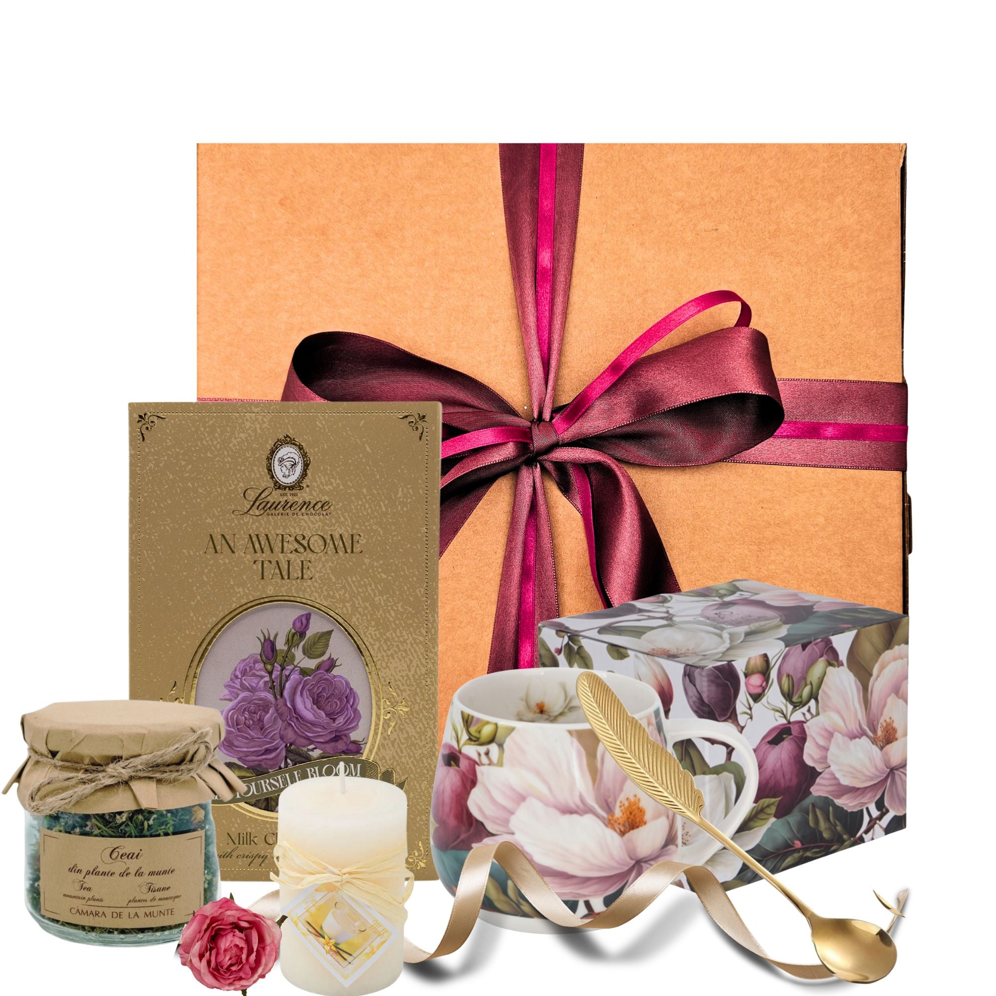 Cadouri pentru 8 martie cu cana florala si ciocolata Laurence