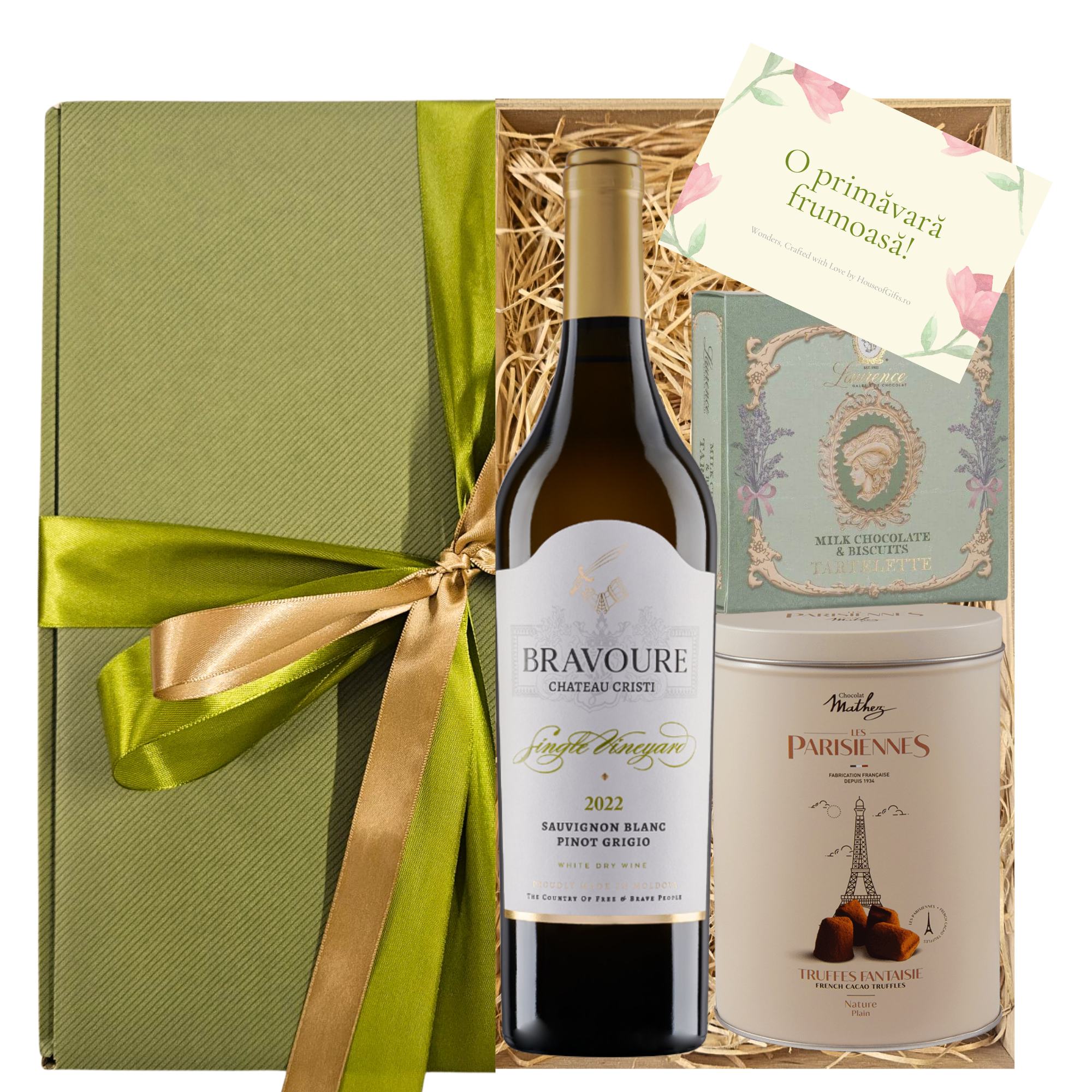 Idei de cadou 8 martie cu vin alb Chardonnay si trufe premium