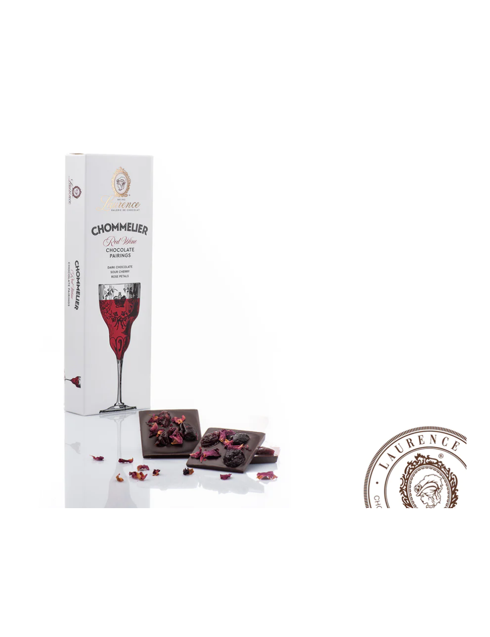 Laurence Chommelier – Ciocolată Neagră cu Vișine & Petale de Trandafir (100 g)
