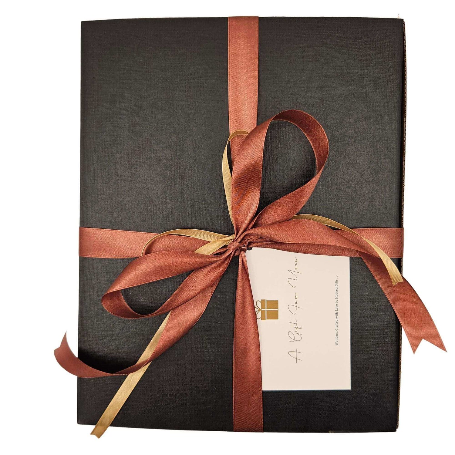 Cutie Cadou African Beauty Cognac inchisa cu funda maro din satin si felicitare