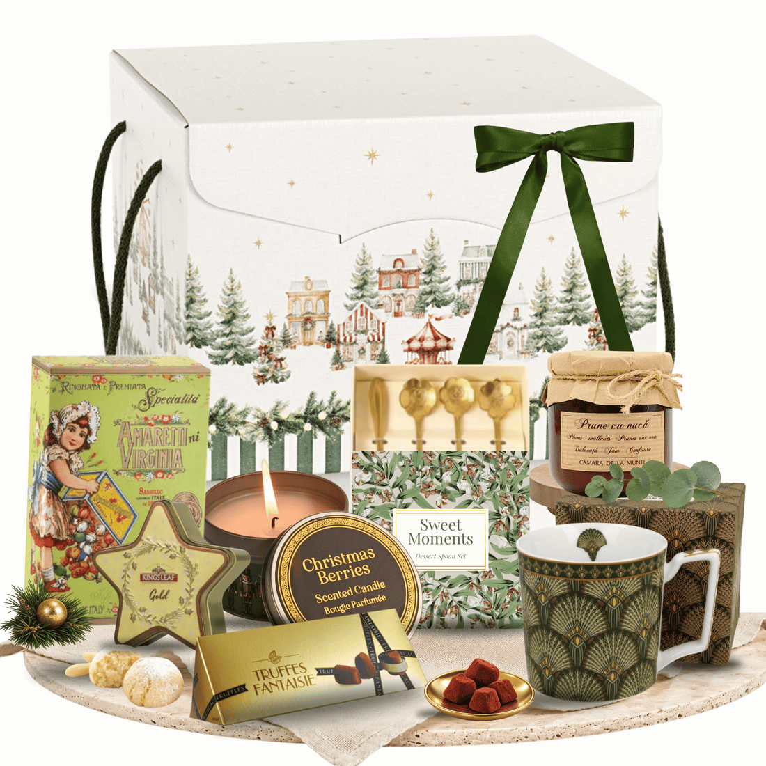 Cutie cadou de Crăciun Christmas Story cu ceai Kingsleaf și cană din porțelan