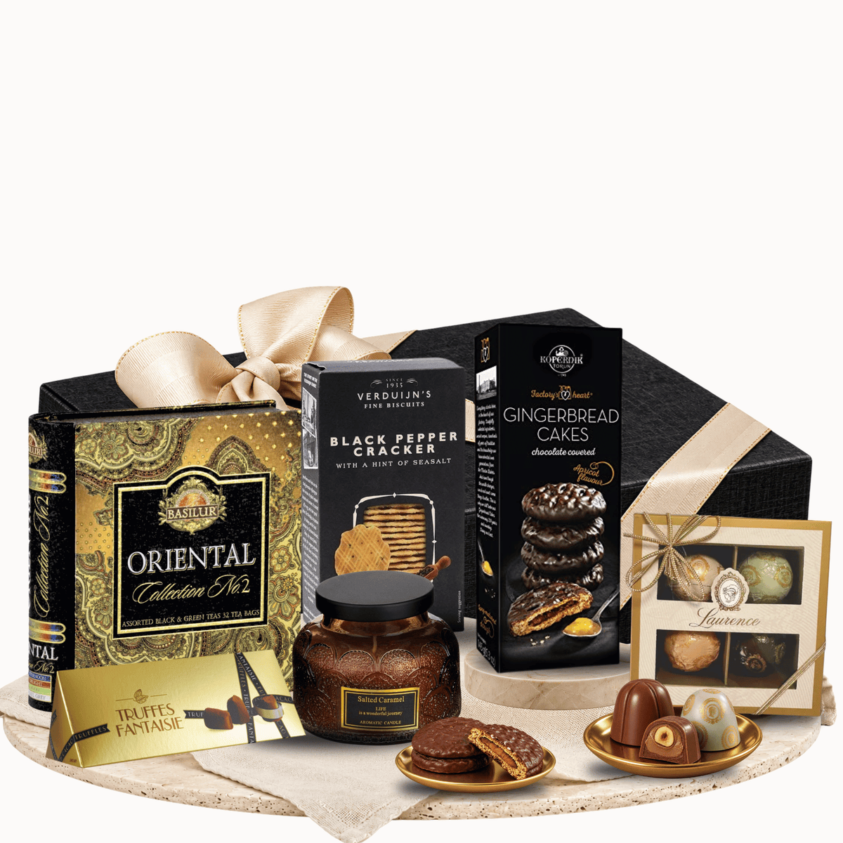 Cutie cadou Deal Sealed cu ceai Basilur Oriental Collection și praline rotunde Laurence