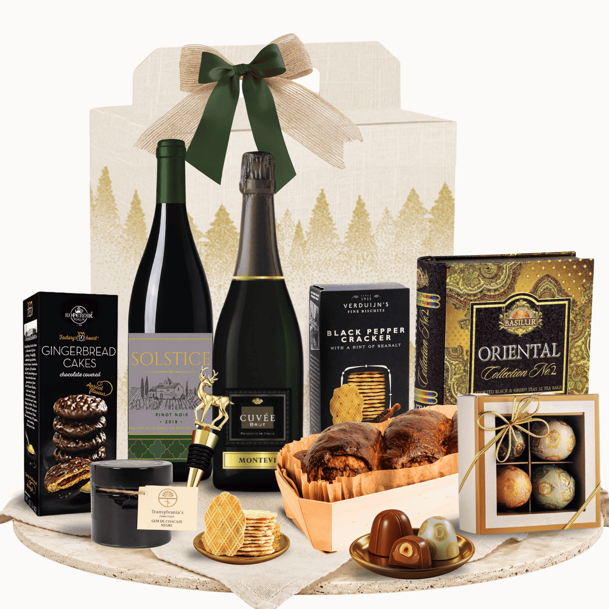Cutie cadou Executive Selection cu vin roșu Solstice și vin spumant Montevi