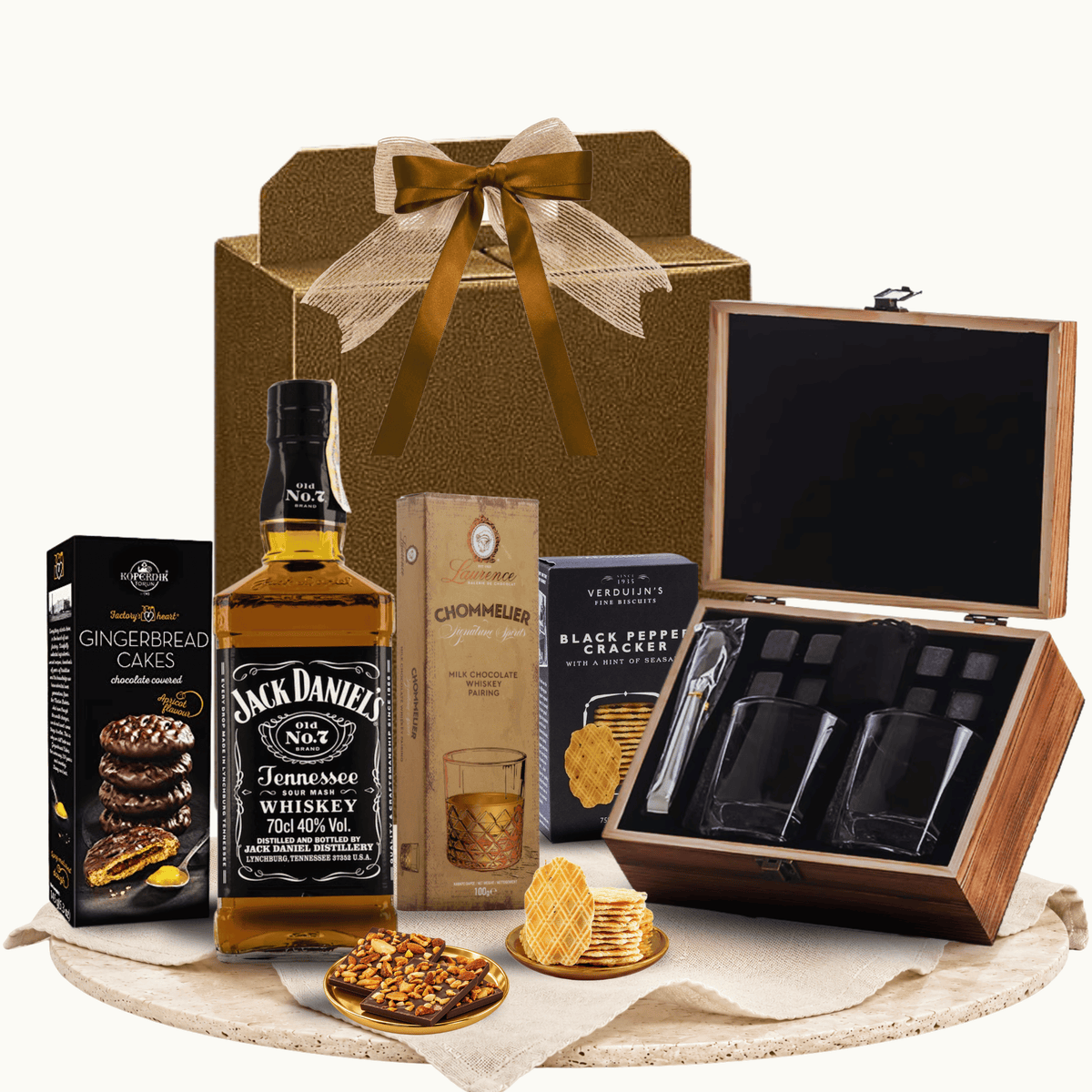 Cutie cadou On the Rocks cu Jack Daniel’s Old No. 7 și ciocolată Laurence Chommelier