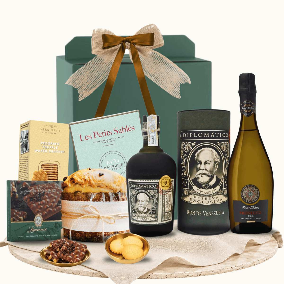 Cutie cadou Raise a Glass cu rom Diplomático Reserva Exclusiva și prosecco Ponte Villoni