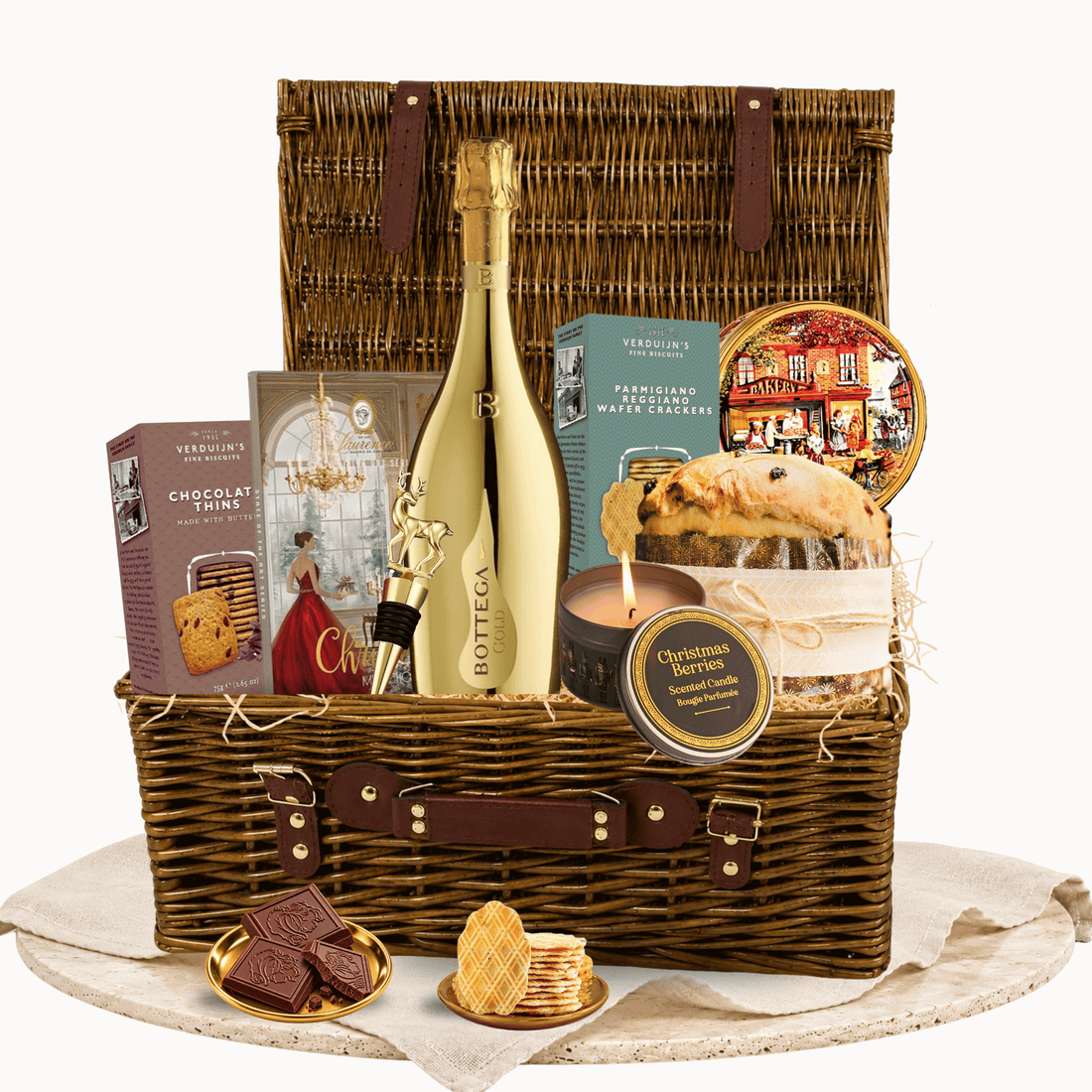Coș cadou de Crăciun The Festive Hamper cu Prosecco Bottega Gold