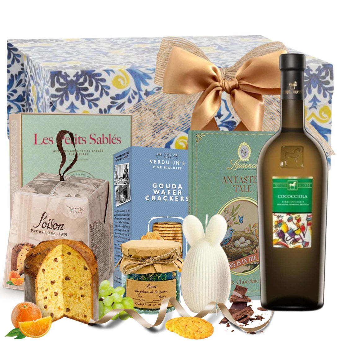 cadou gourmet de paste cu vin alb panettone si dulciuri premium