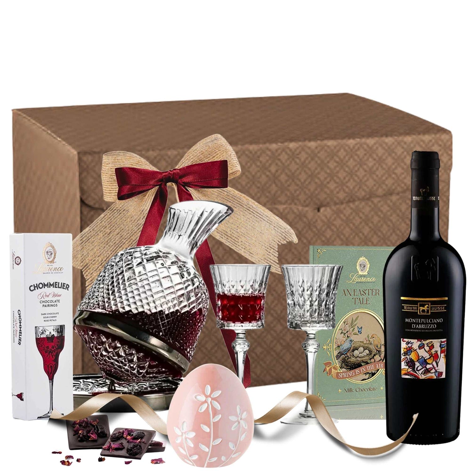 cadou pentru paste cu vin rosu decantor si ciocolata gourmet