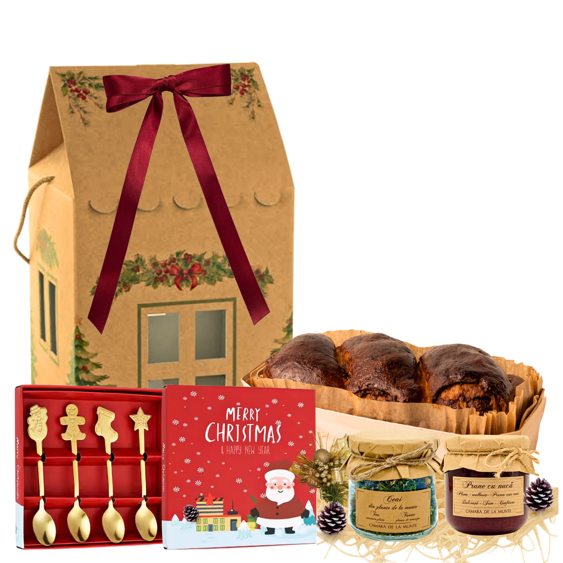 Cadou Crăciun Fairy Tale Tea cu ceai din plante, dulceață și accesorii în cutie festivă
