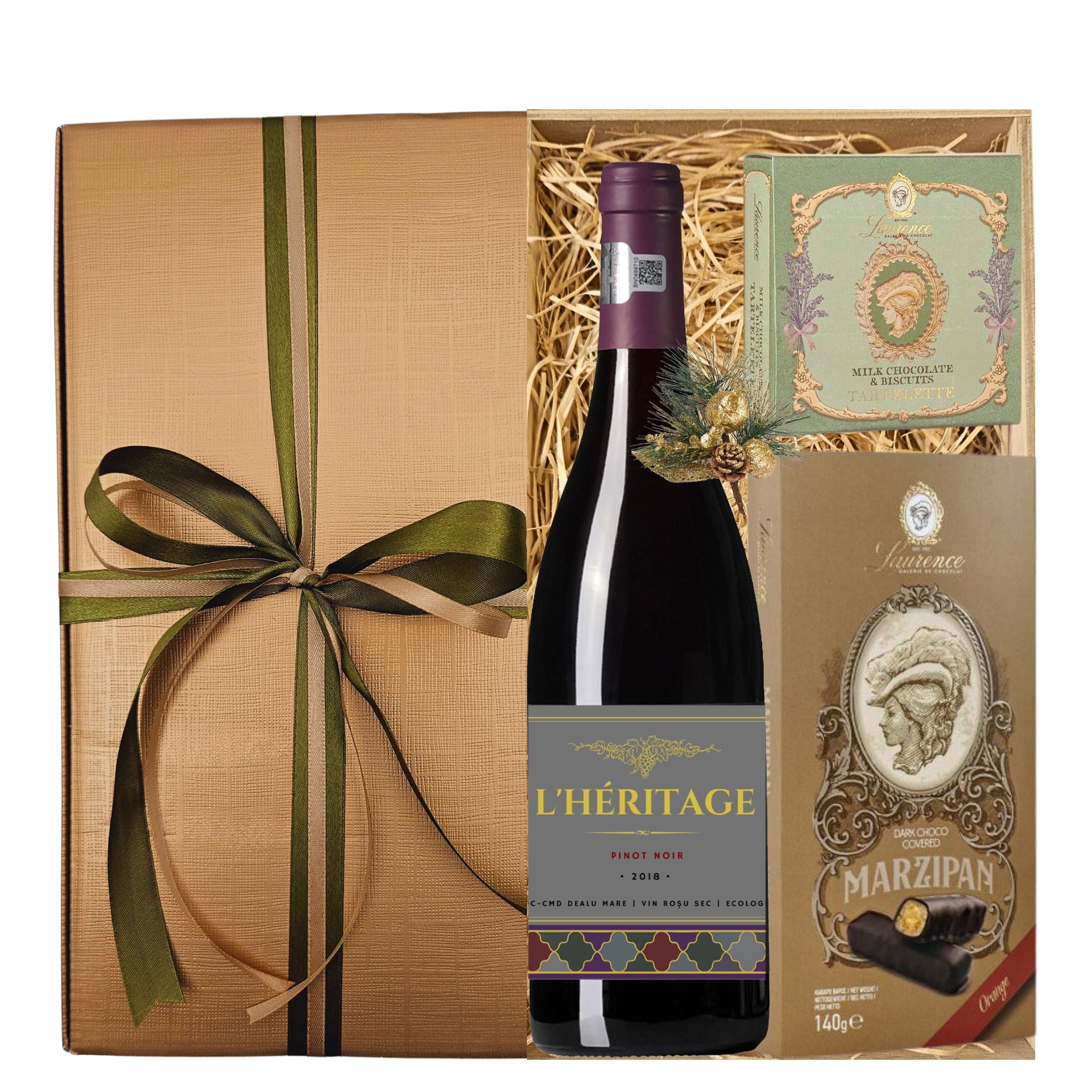 pachet cadour de craciun cu vin si ciocolata