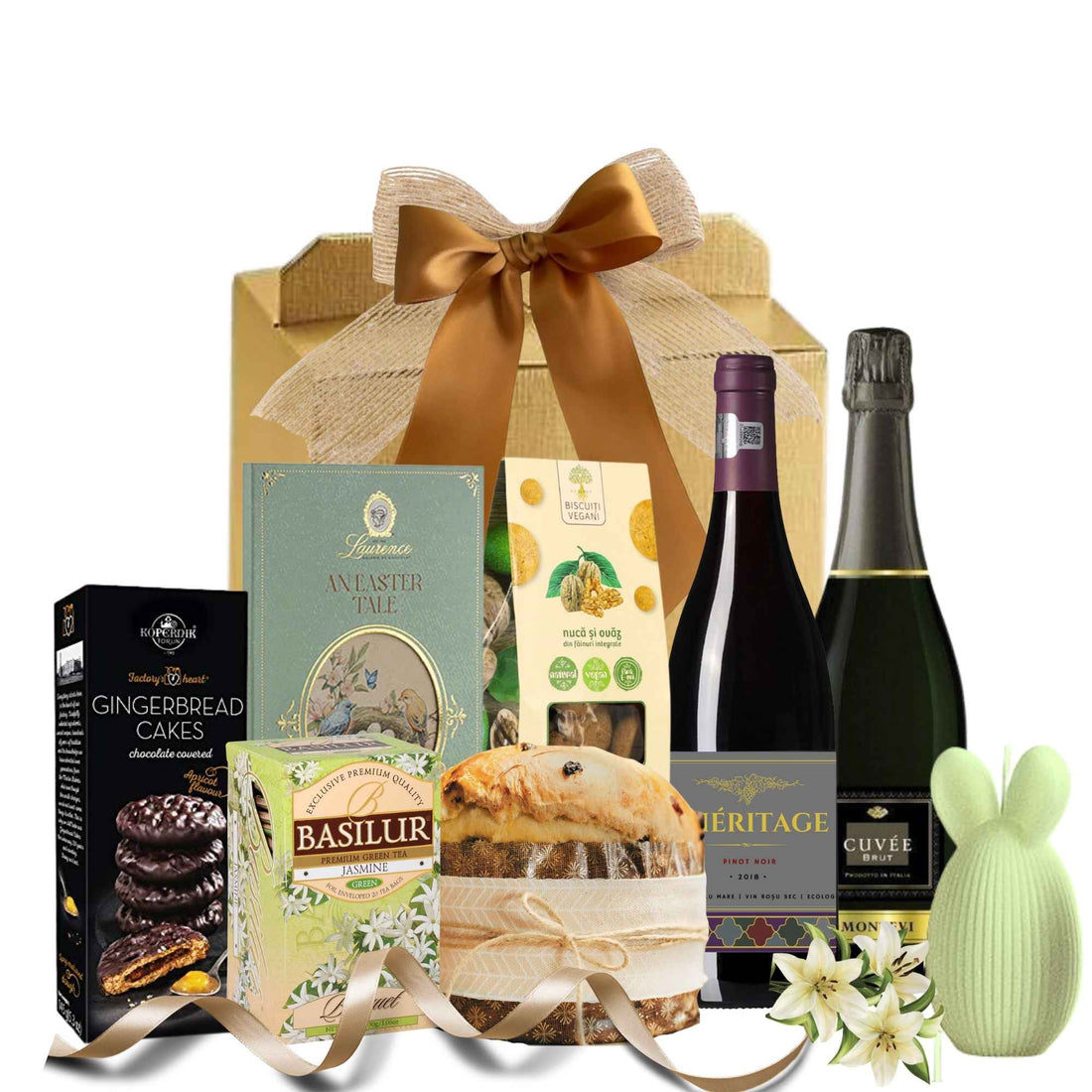 cadouri de paste pentru parteneri cu vin spumant panettone si dulciuri gourmet