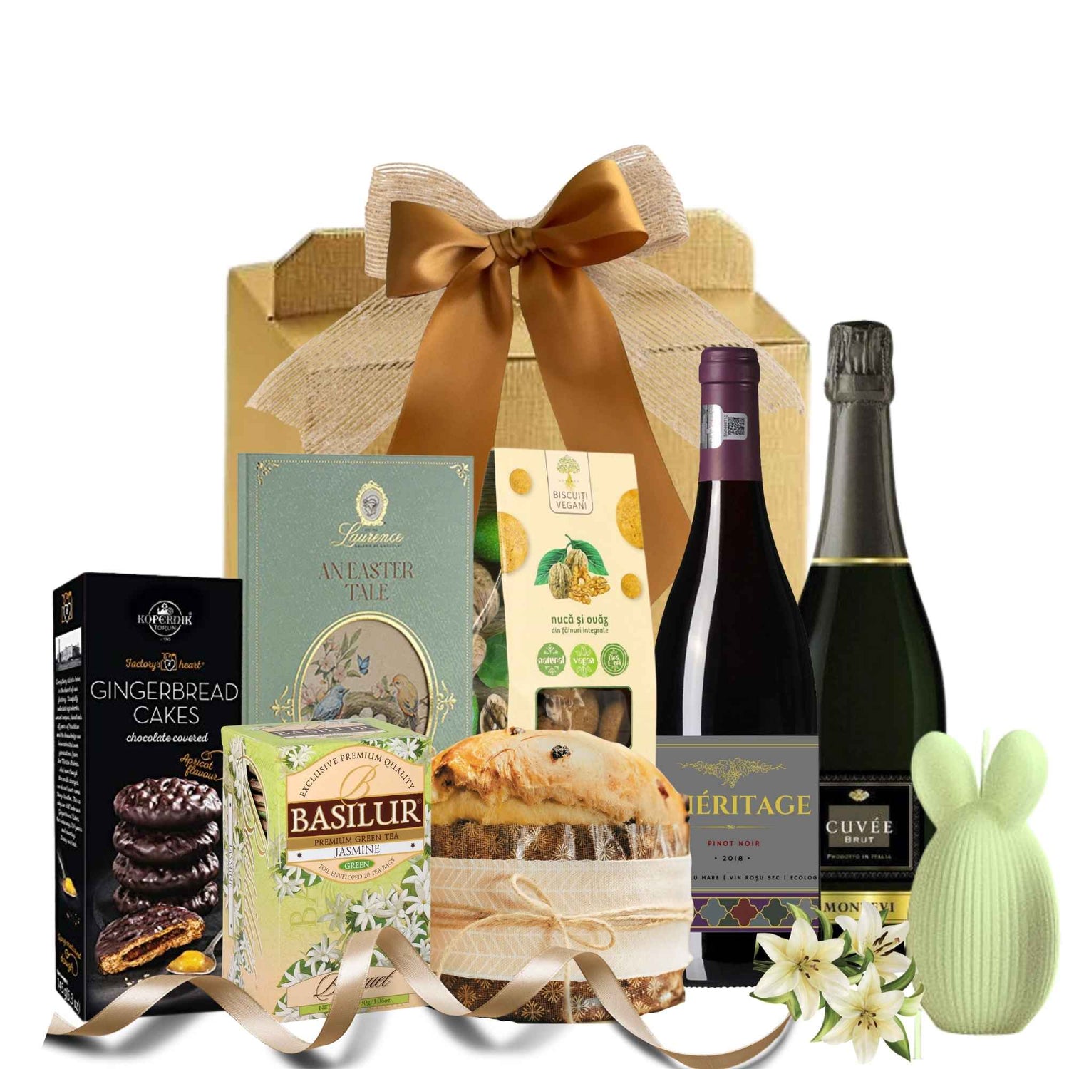 cadouri de paste pentru parteneri cu vin spumant panettone si dulciuri gourmet