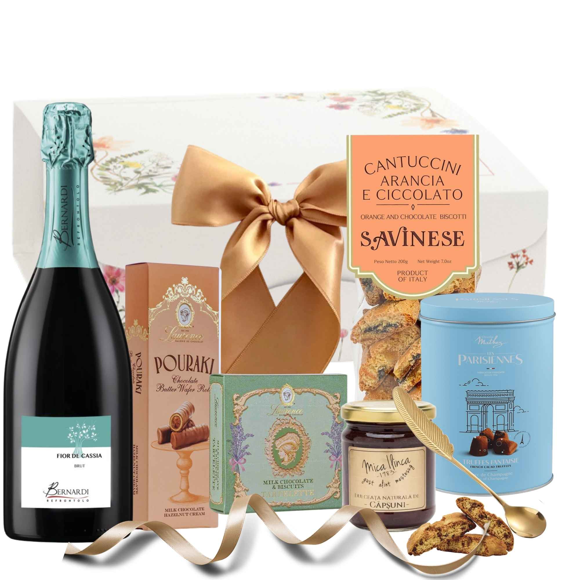 cadouri paste pentru ea cu prosecco, dulciuri gourmet si biscuiți italienești celebrate in colour house of gifts