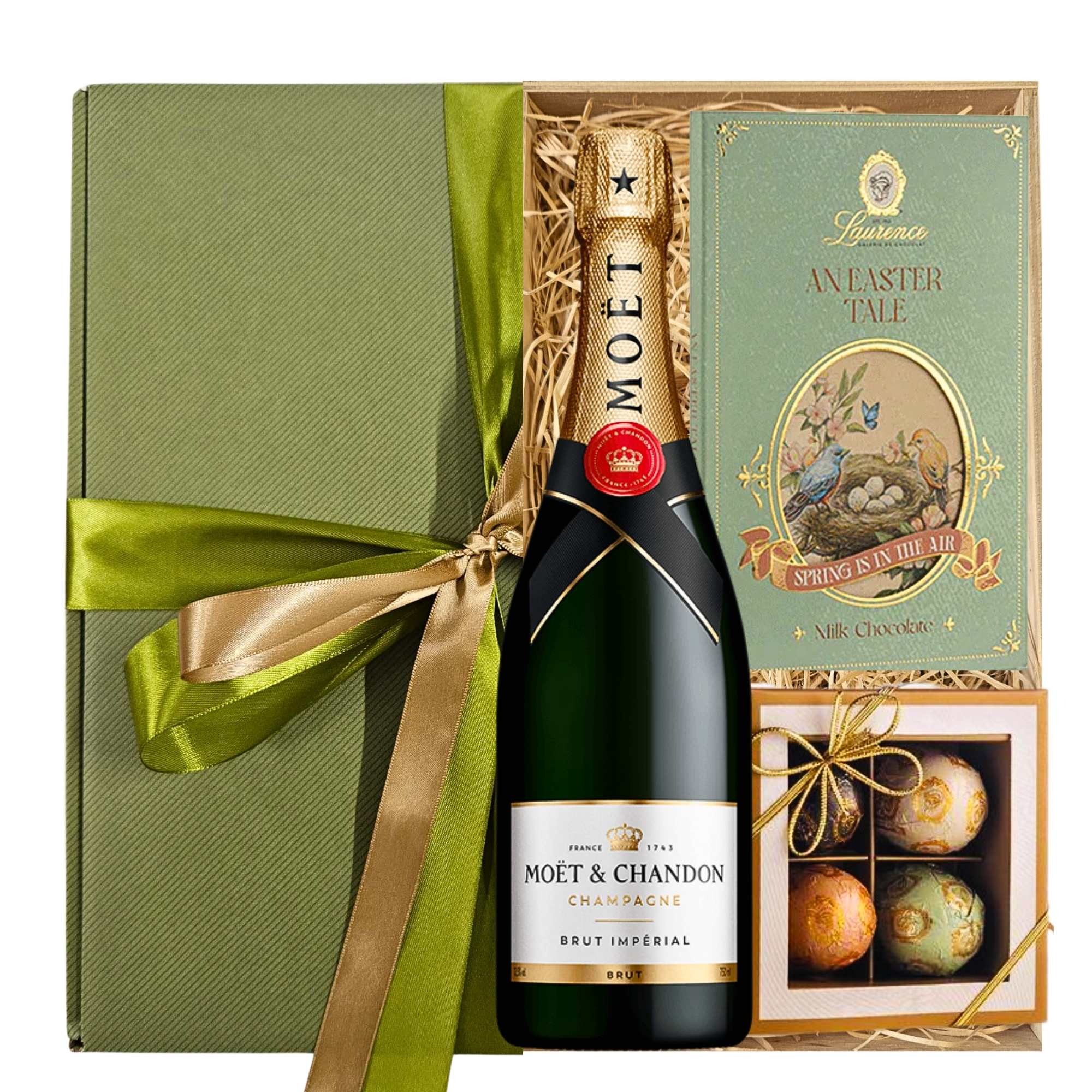 cos cadouri paste cu sampanie Moet Chandon si dulciuri gourmet