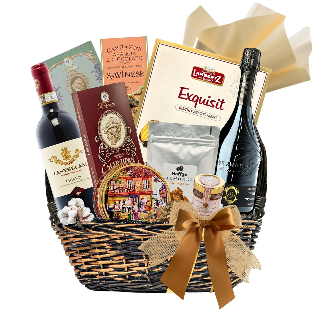 Coș Cadou Prosecco & Chianti Joy cu Prosecco Bernardi Caposaldo și Chianti Castellani