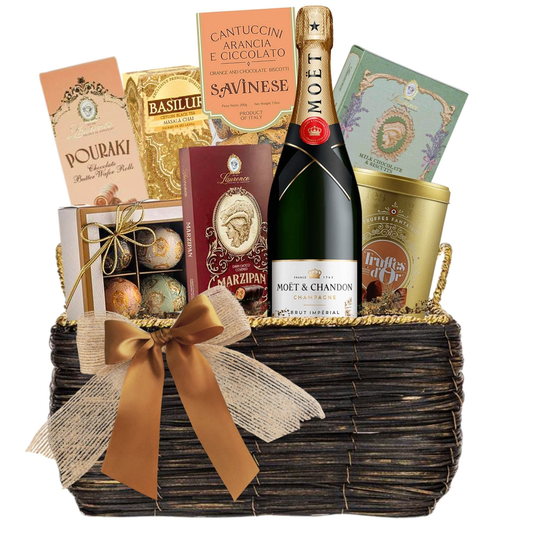 Șampanie Moët &amp; Chandon Imperial Brut cu praline Mathez și Laurence, într-o cutie cadou elegantă