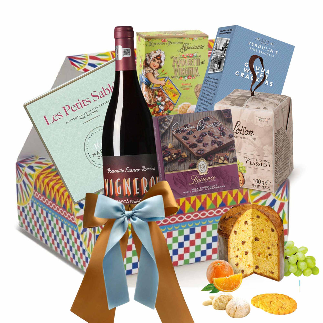 cos cadouri paste cu vin rosu panettone si dulciuri gourmet