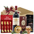 Cos cadou Crăciun Chianti Serenade cu vin Castellani, marțipan cu cireșe și ceai Kingsleaf, în cutie festivă