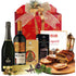 Cos cadou Crăciun Double Joy cu spumant Montevi, vin roșu barrique, cozonac și trufe, în cutie festivă