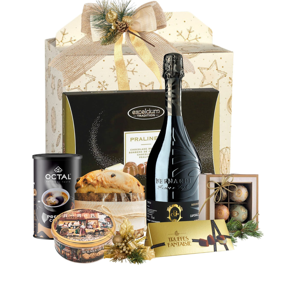 Cadou Crăciun Prosecco Glow cu Bernardi Caposaldo Prosecco și delicii festive