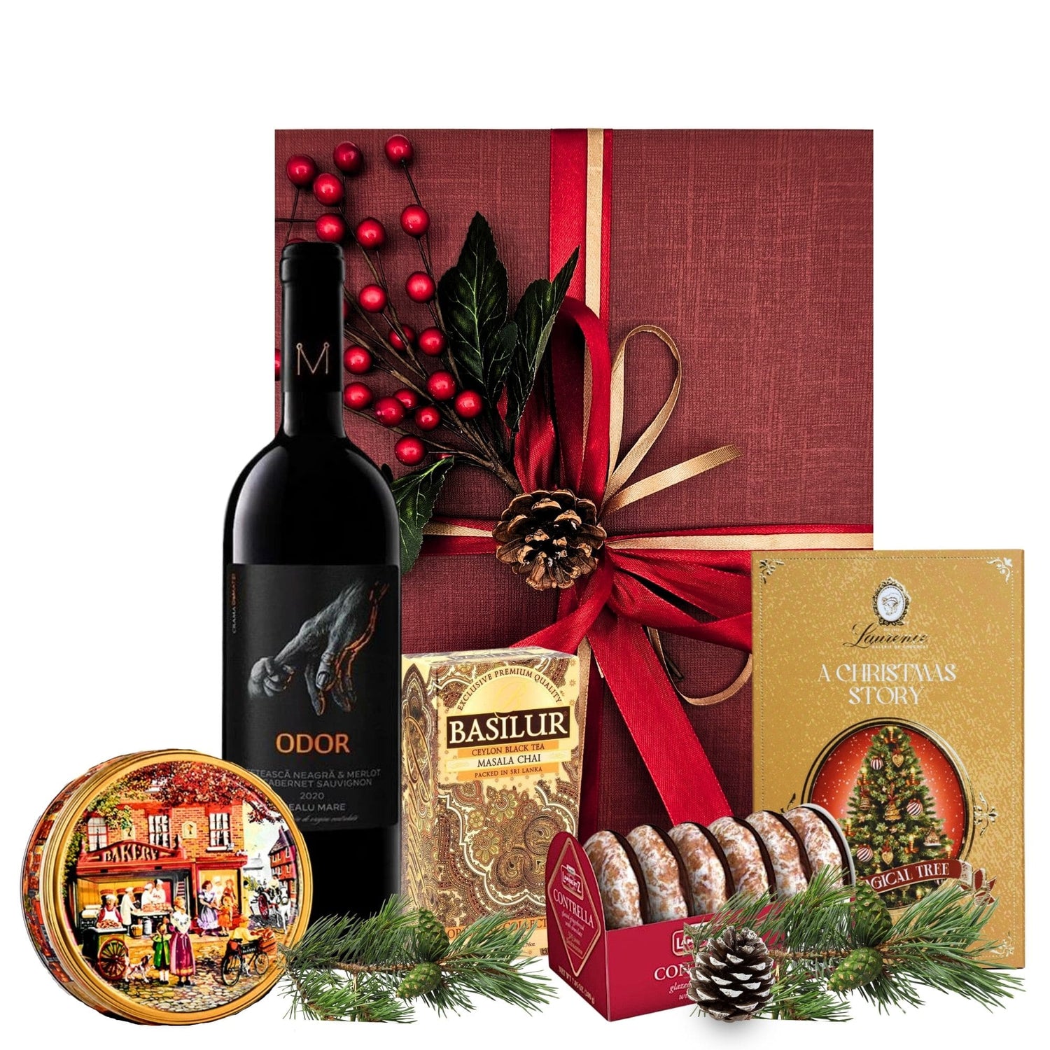 Cadou Crăciun Vin Roșu Miracle cu Fetească Neagră &amp; Merlot și delicii de Crăciun