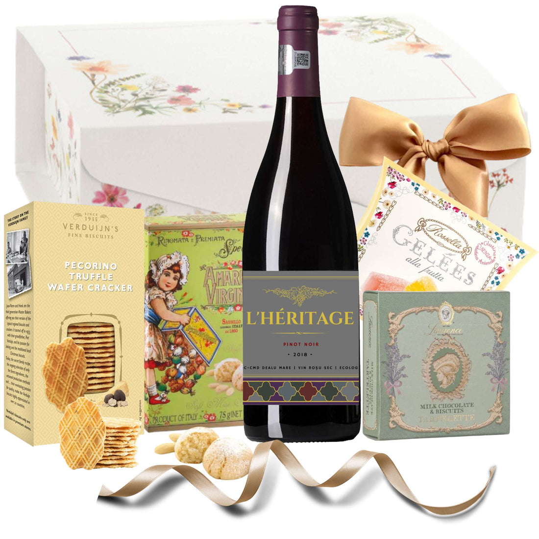 cutie cadou de paste cu vin rosu praline si biscuiti gourmet