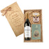 Coș Cadou Easter Elegance cu vin Chardonnay Fumé și dulciuri Laurence într-o cutie de lemn rustic