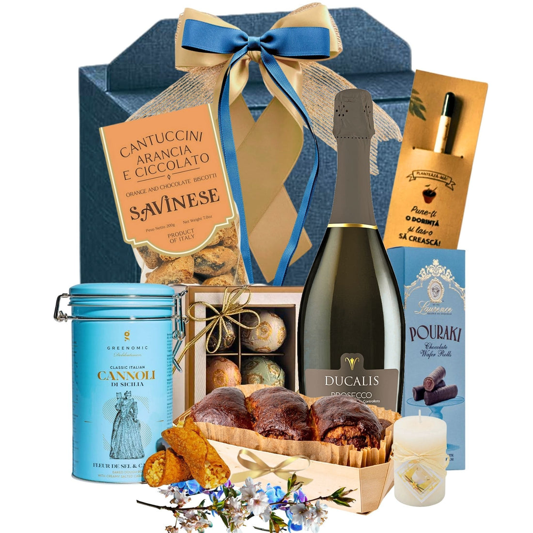 Prosecco Ducalis și delicii de ciocolată într-un cadou elegant