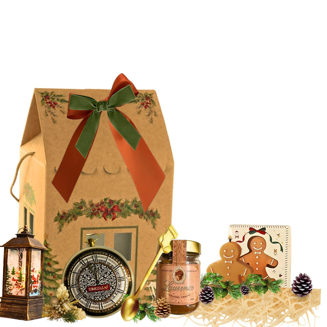 Cadou Crăciun Scented Tea cu lumânare parfumată, ceai Kingsleaf și cremă caramel în cutie festivă