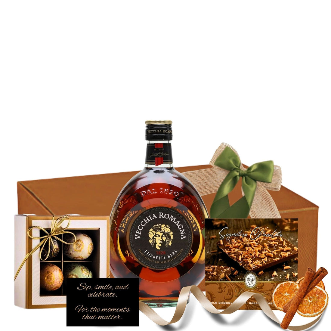 Set Vecchia Romagna Etichetta Nera cu praline Laurence și ciocolată Signature, în ambalaj premium