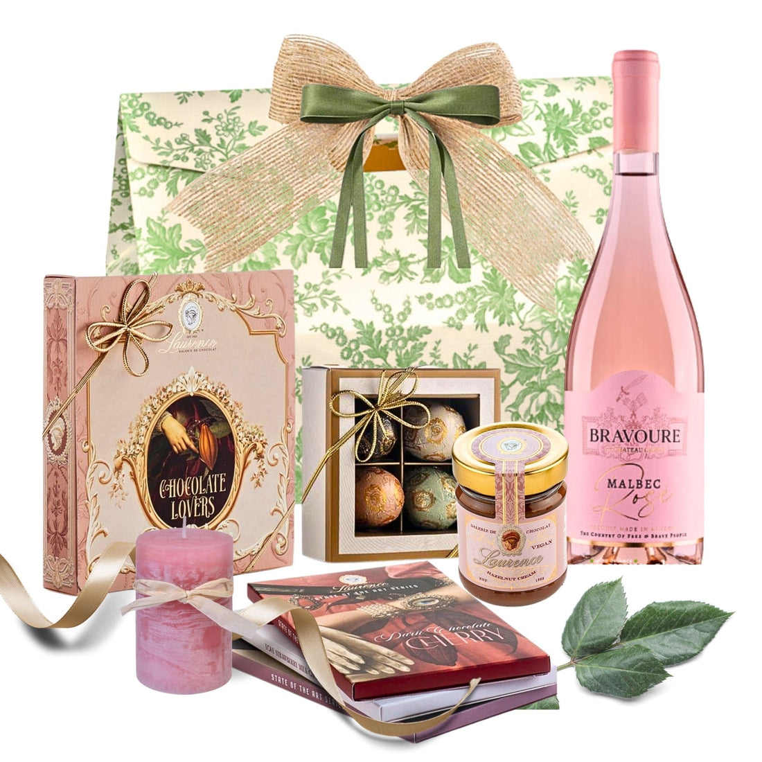 Vin Rosé Legacy cu Trilogie Chocolate Lovers și praline Laurence în cutie cadou