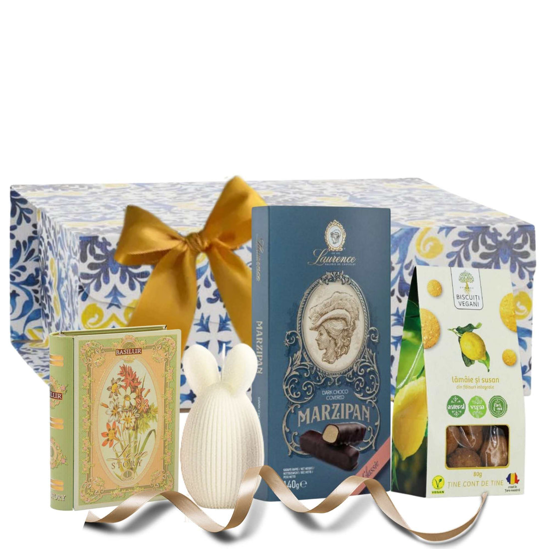 idei cadouri paste femei cu ciocolata marzipan biscuiți si ceai premium