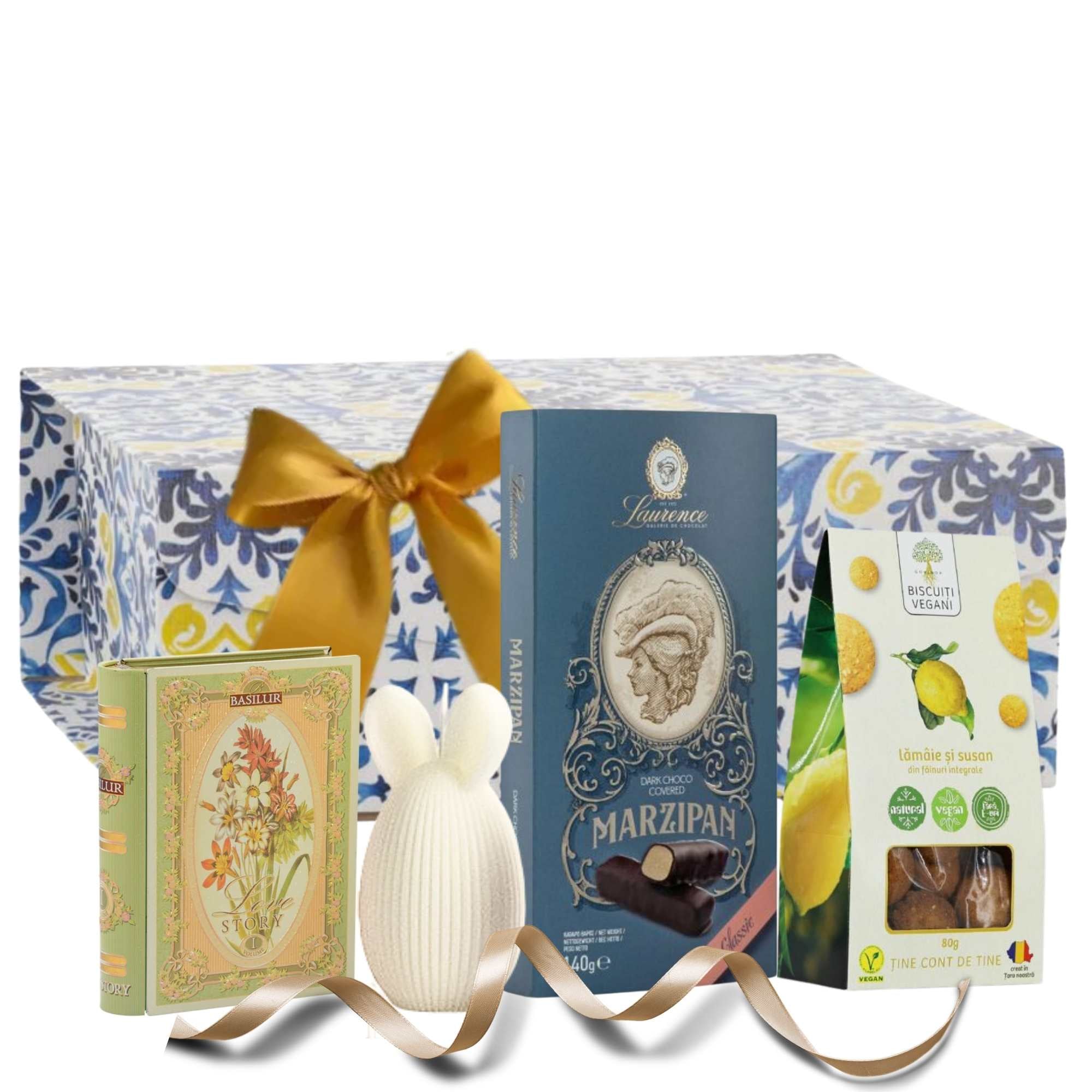 idei cadouri paste femei cu ciocolata marzipan biscuiți si ceai premium