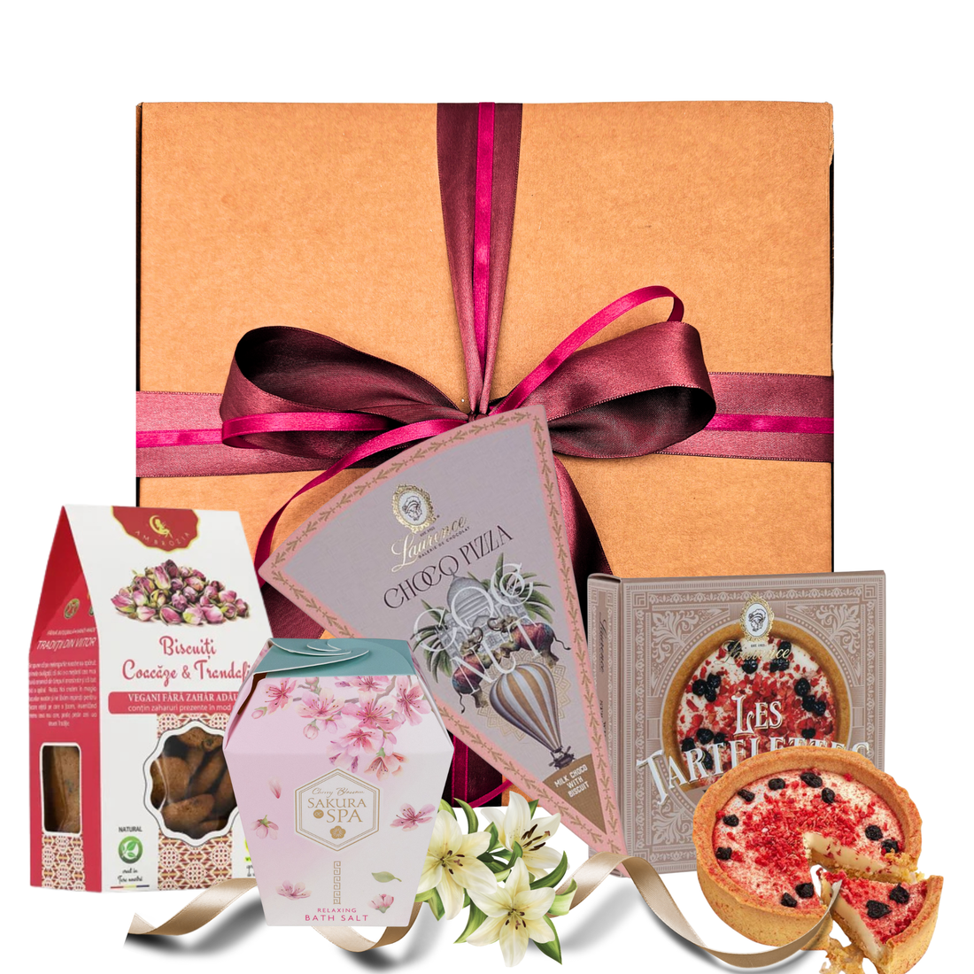 Cadouri 1 martie cu ciocolata premium si sare de baie Sakura
