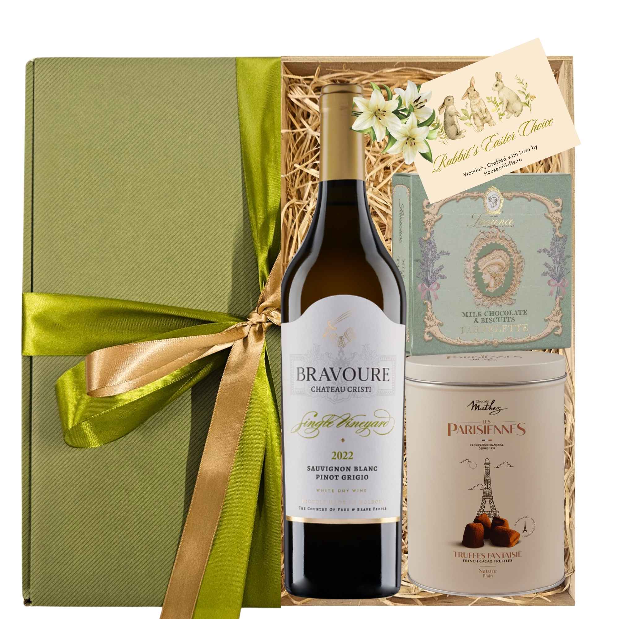 set cadou de paste cu vin alb si trufe fine de ciocolata