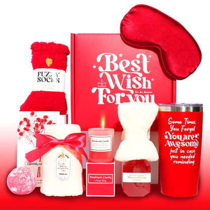 Set Best Wish For You cu termos motivațional, săpun diamant, lumânare și accesorii de relaxare în cutie premium
