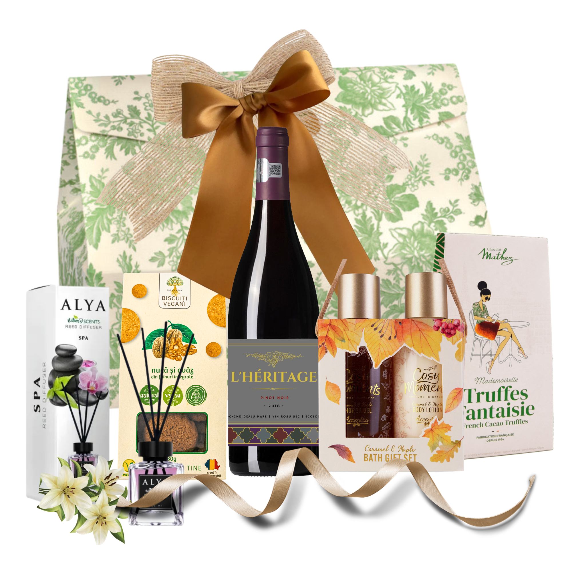 Cadouri martie cu vin rosu si produse spa premium